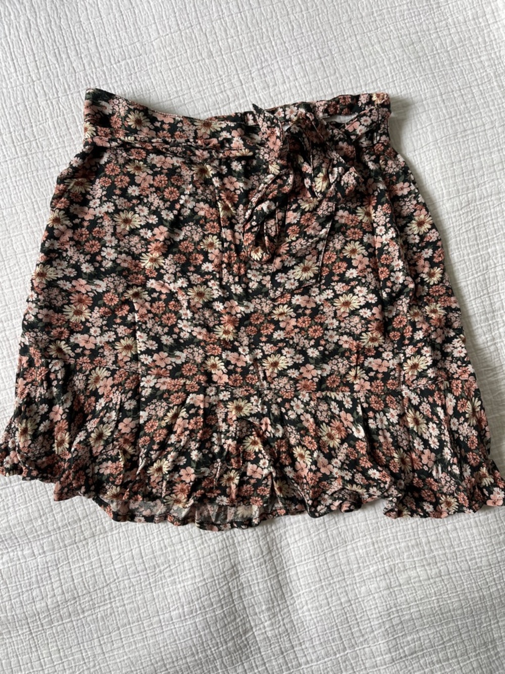 Abercrombie & Fitch Floral Tie-Waist Ruffle Hem Skirt